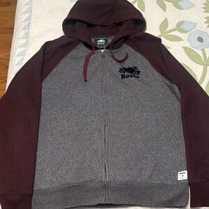 Roots Canada Zip-Up Hooded Sweatshirt Mens Large EUC